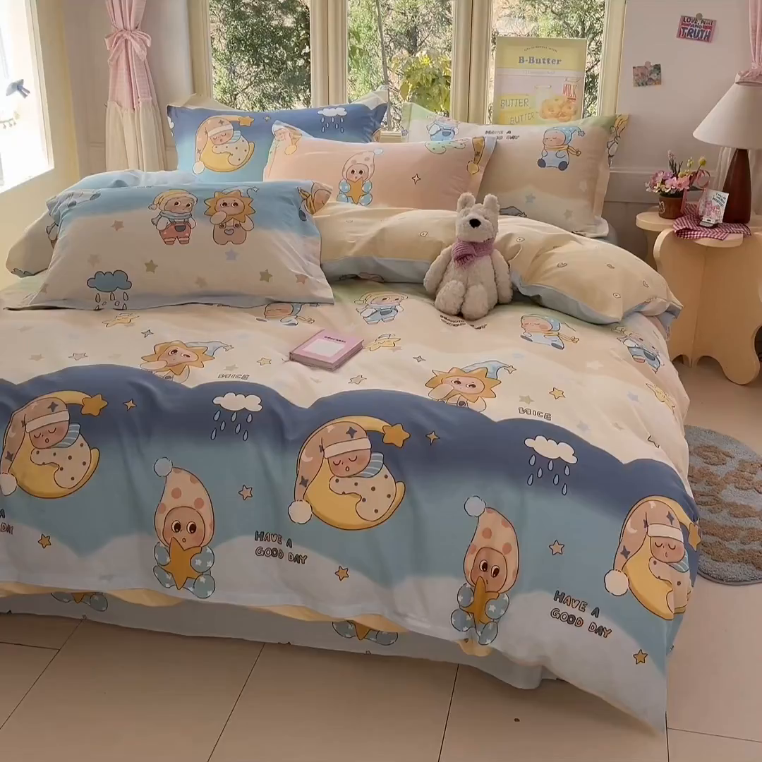 91家纺网 家纺一手货源 找家纺 莱通家纺 2026春夏新款全棉12868印花四件套单品系列-四件套 星梦童话