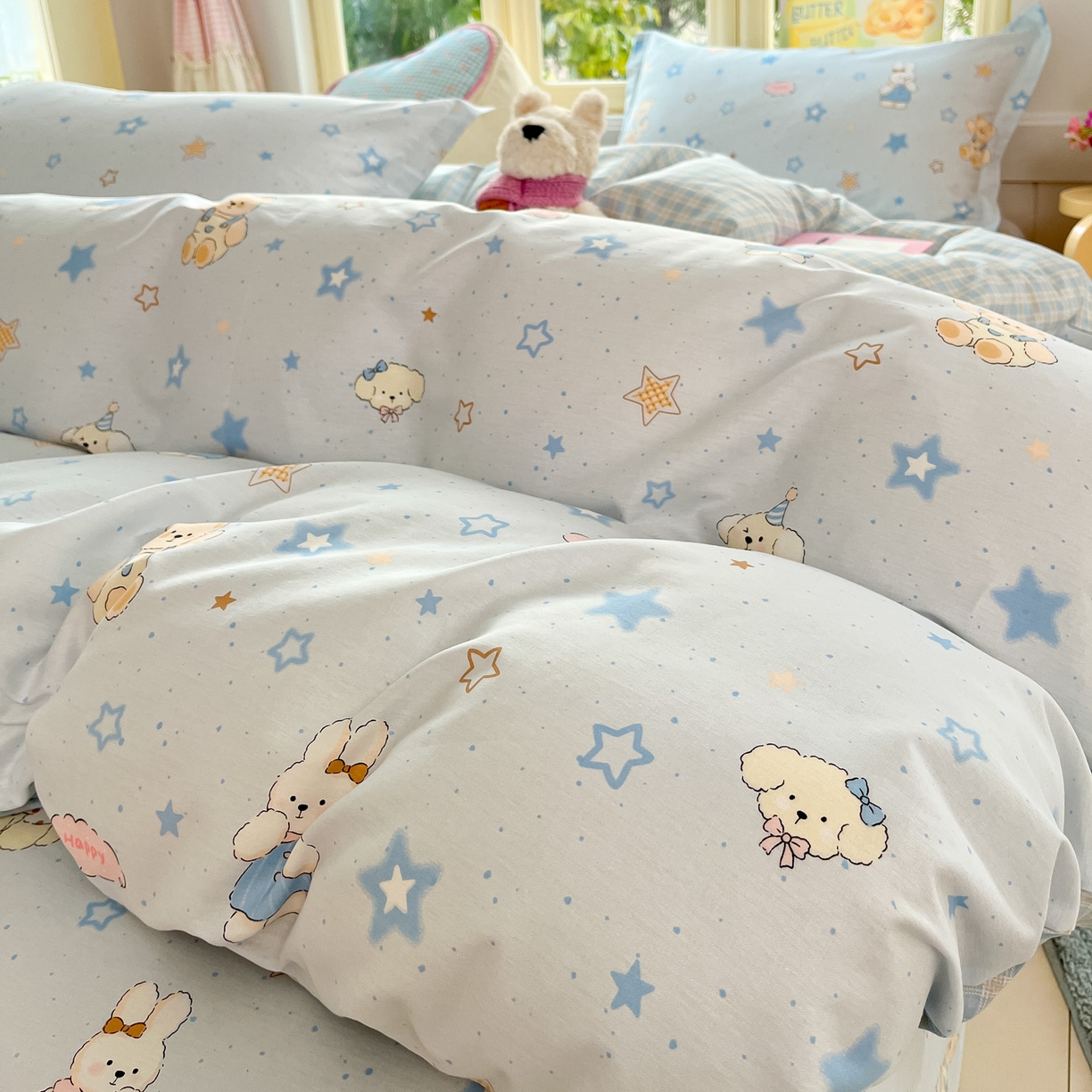 91家纺网 家纺一手货源 找家纺 莱通家纺 2026春夏新款全棉12868印花四件套单品系列-四件套 星星童话园