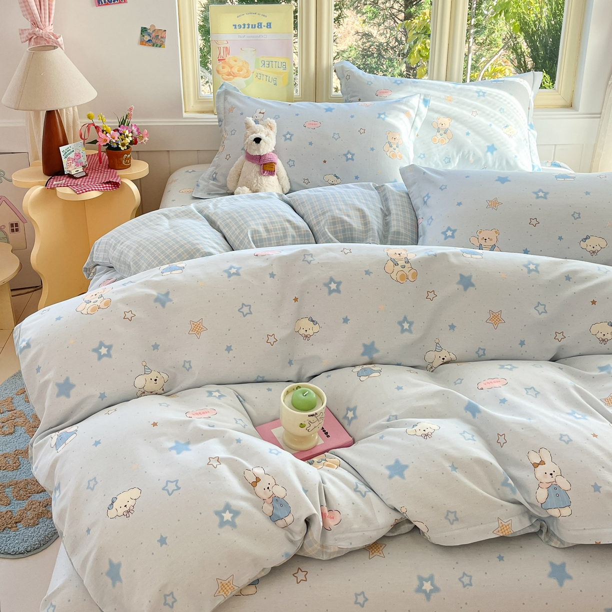 91家纺网 家纺一手货源 找家纺 莱通家纺 2026春夏新款全棉12868印花四件套单品系列-四件套 星星童话园