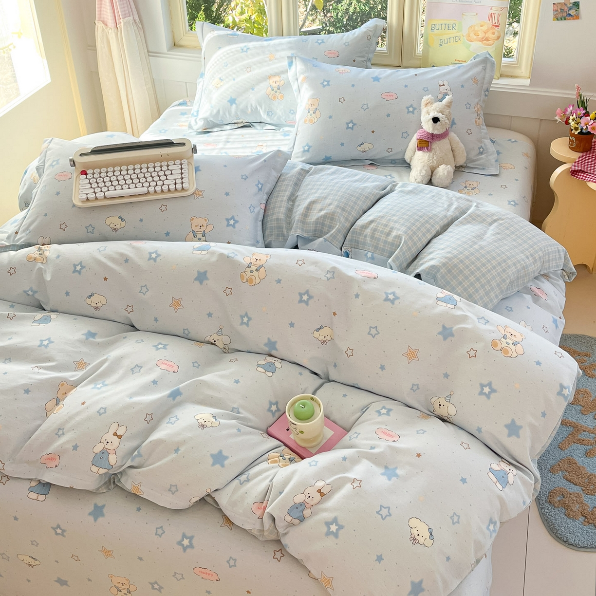 91家纺网 家纺一手货源 找家纺 莱通家纺 2026春夏新款全棉12868印花四件套单品系列-四件套 星星童话园