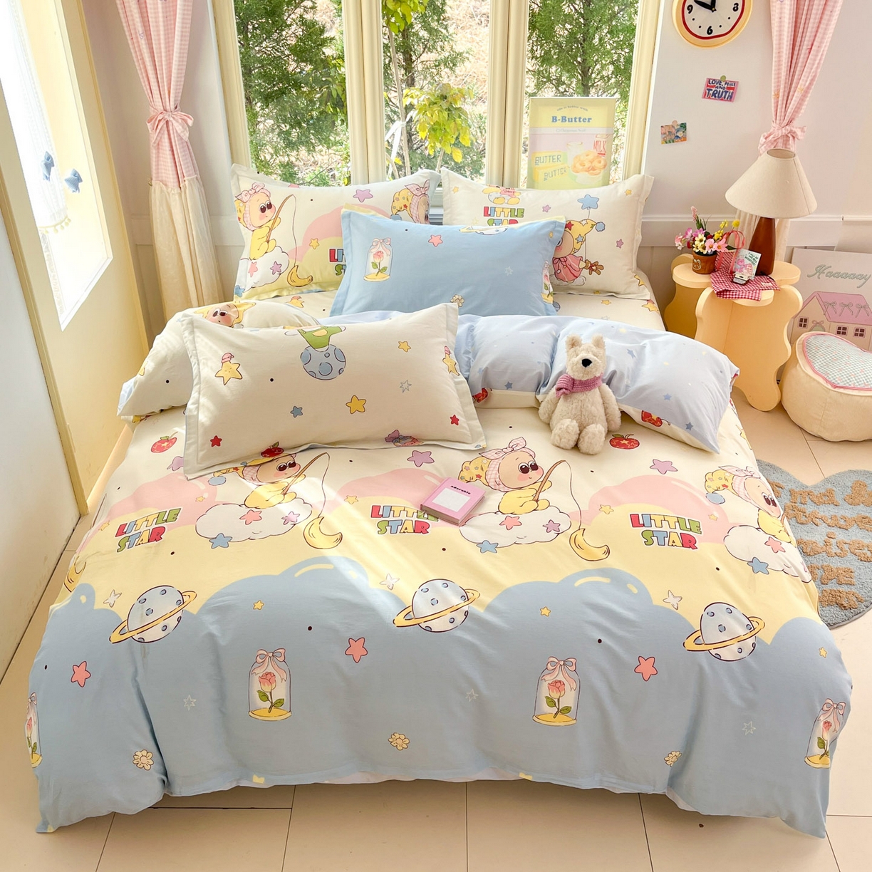 莱通家纺 2026春夏新款全棉12868印花四件套单品系列-四件套 星星仔的梦