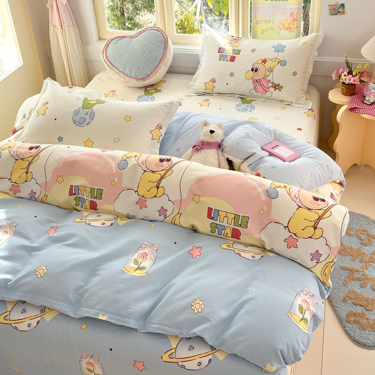 91家纺网 家纺一手货源 找家纺 莱通家纺 2026春夏新款全棉12868印花四件套单品系列-四件套 星星仔的梦