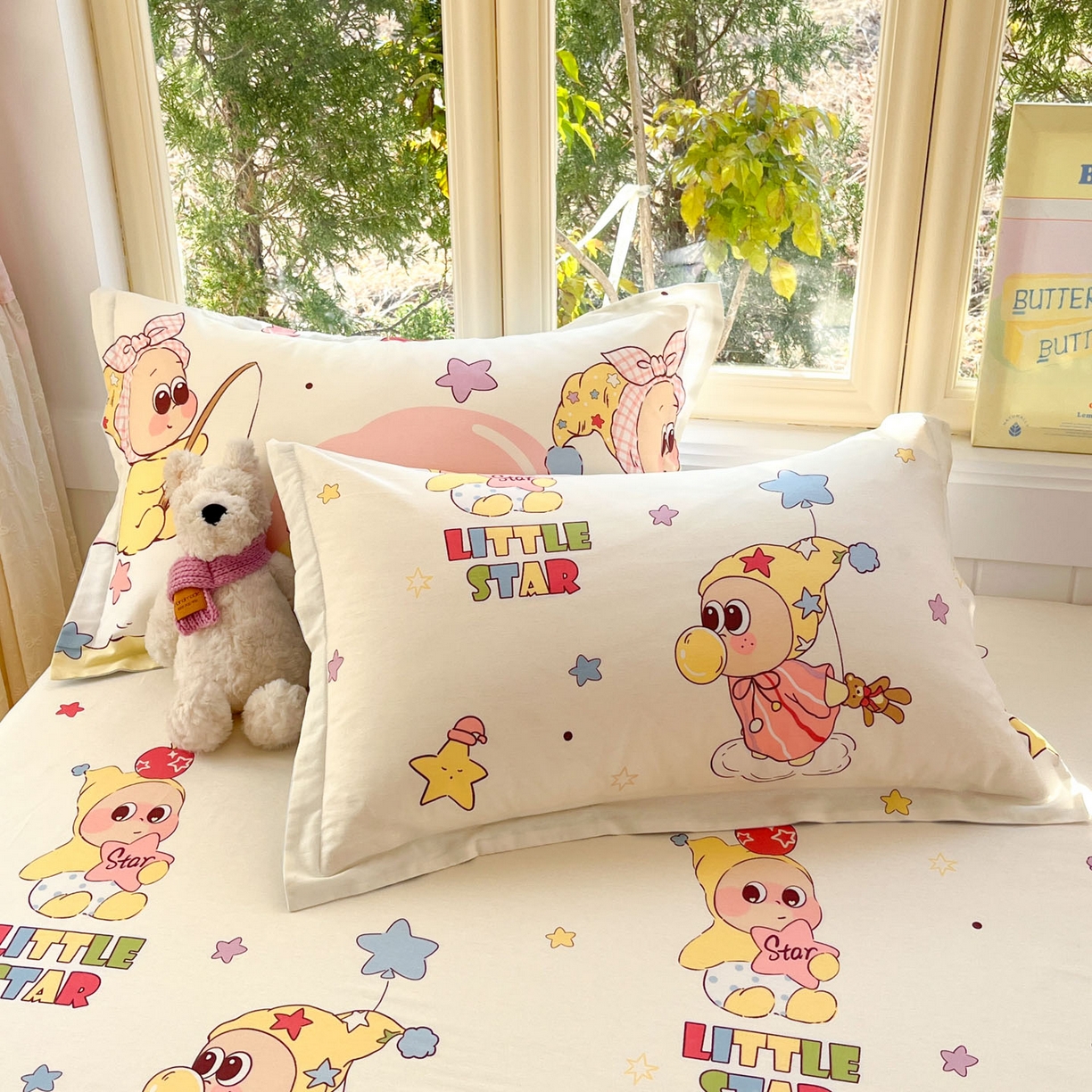 91家纺网 家纺一手货源 找家纺 莱通家纺 2026春夏新款全棉12868印花四件套单品系列-四件套 星星仔的梦