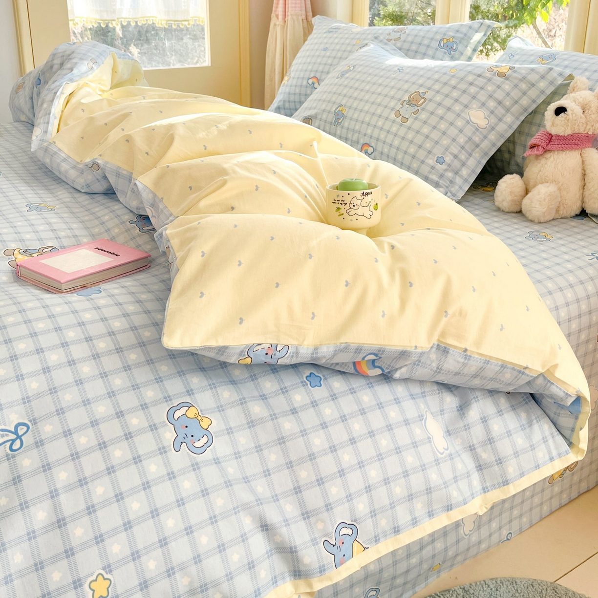 91家纺网 家纺一手货源 找家纺 莱通家纺 2026春夏新款全棉12868印花四件套单品系列-四件套 云朵象宝