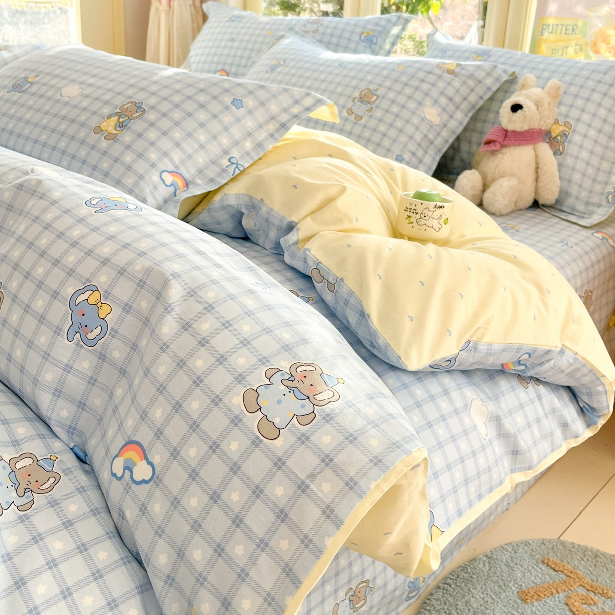 91家纺网 家纺一手货源 找家纺 莱通家纺 2026春夏新款全棉12868印花四件套单品系列-四件套 云朵象宝