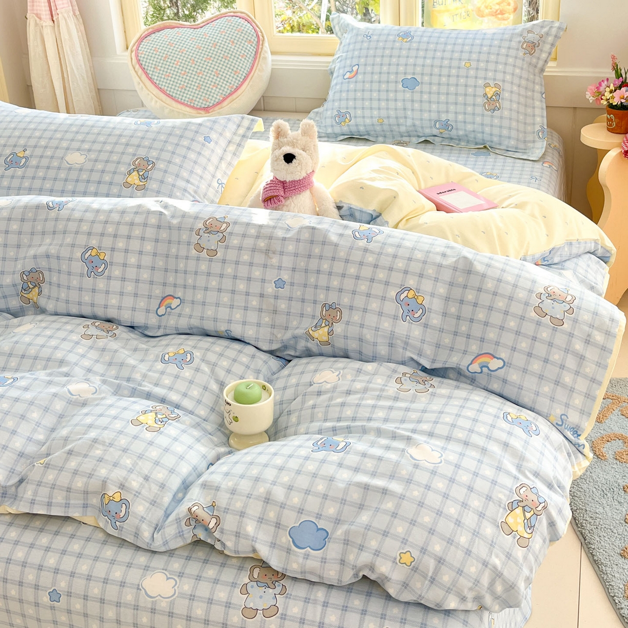 91家纺网 家纺一手货源 找家纺 莱通家纺 2026春夏新款全棉12868印花四件套单品系列-四件套 云朵象宝