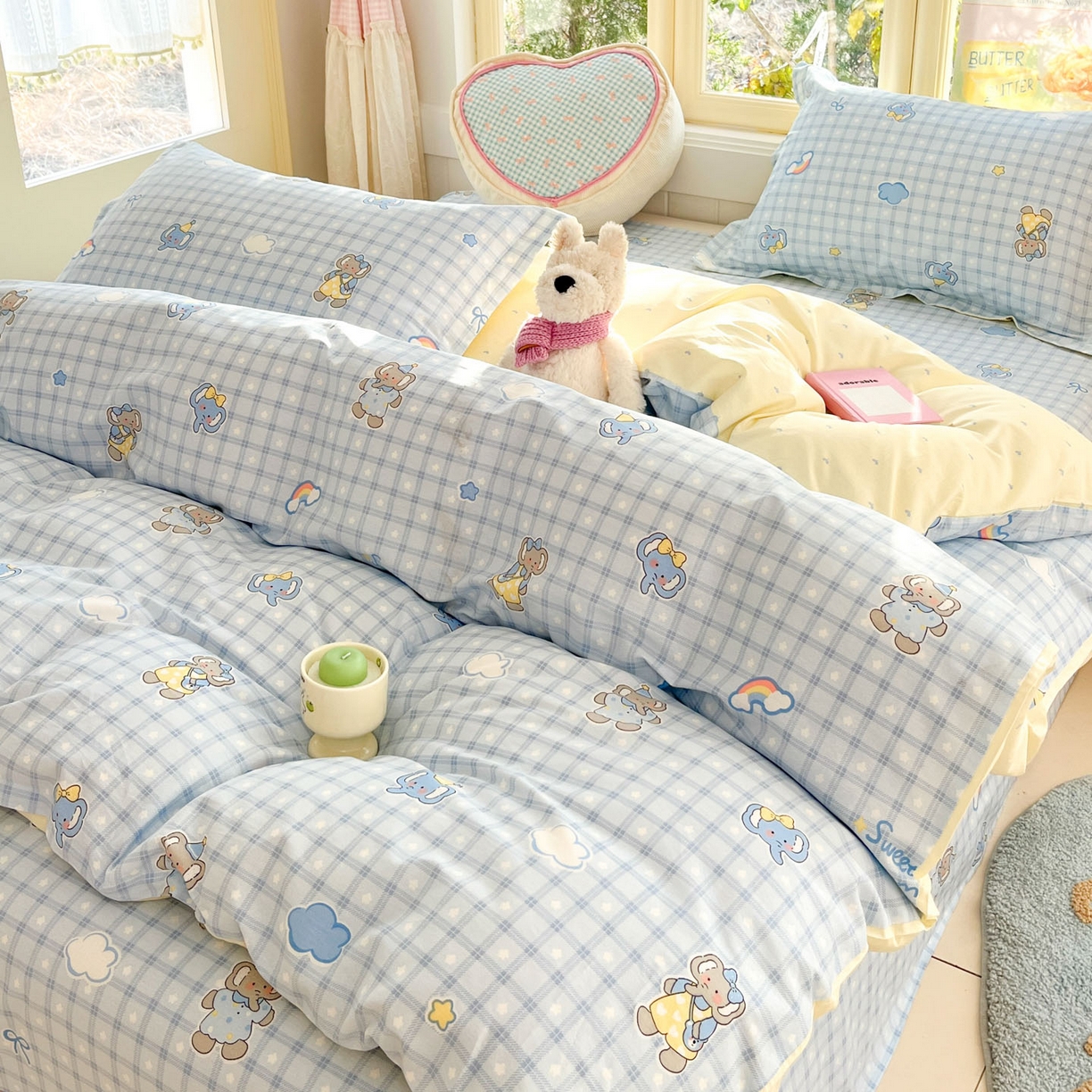 91家纺网 家纺一手货源 找家纺 莱通家纺 2026春夏新款全棉12868印花四件套单品系列-四件套 云朵象宝