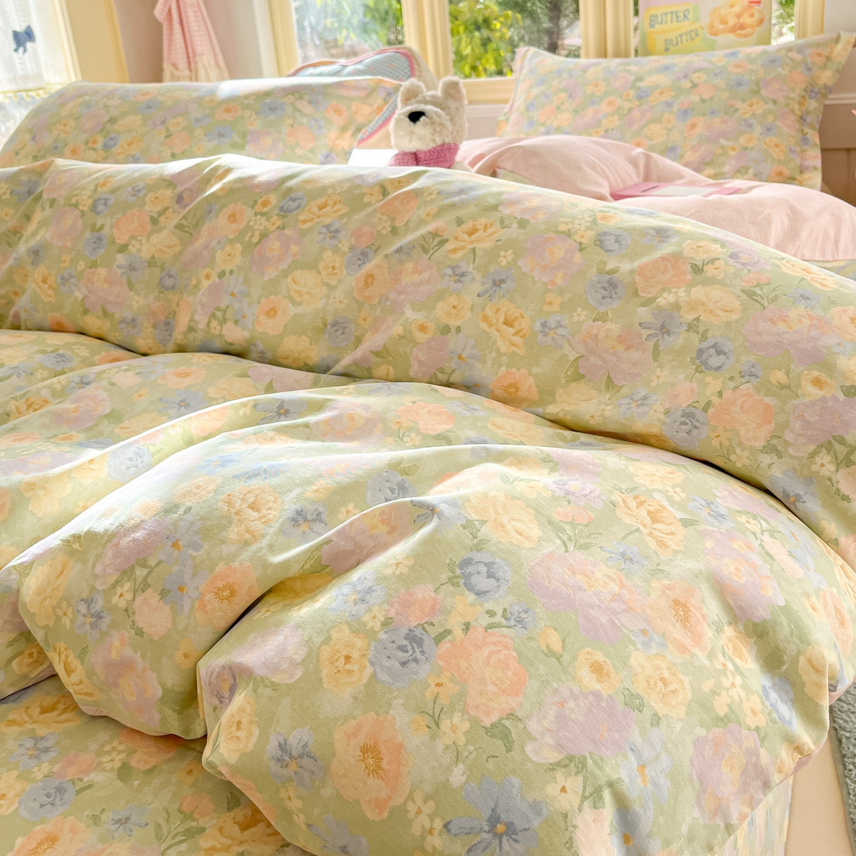 91家纺网 家纺一手货源 找家纺 莱通家纺 2026春夏新款全棉12868印花四件套单品系列-四件套 栀子花语