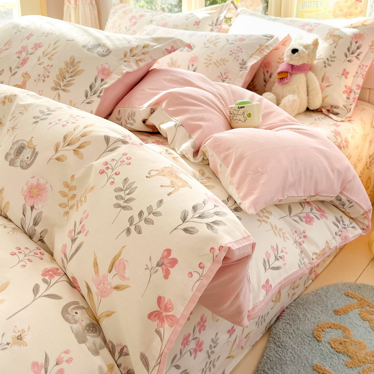 91家纺网 家纺一手货源 找家纺 莱通家纺 2026春夏新款全棉12868印花四件套单品系列-四件套 自然手记