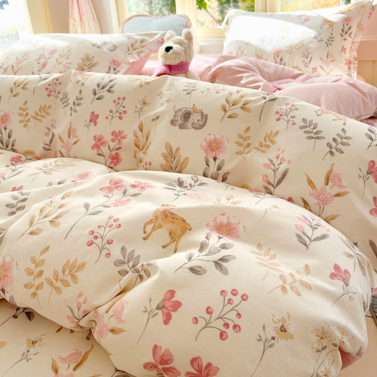 91家纺网 家纺一手货源 找家纺 莱通家纺 2026春夏新款全棉12868印花四件套单品系列-四件套 自然手记