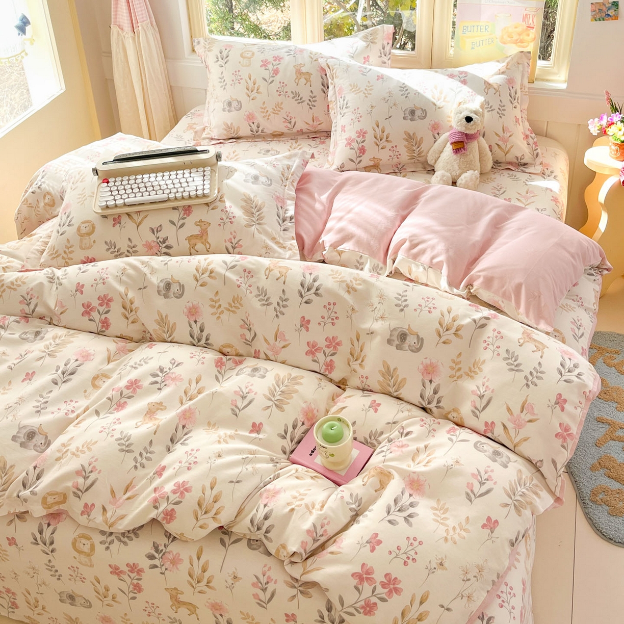 91家纺网 家纺一手货源 找家纺 莱通家纺 2026春夏新款全棉12868印花四件套单品系列-四件套 自然手记