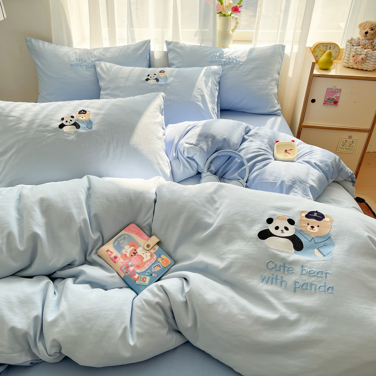 91家纺网 家纺一手货源 找家纺 （总）优承佳生活馆 2026新款软糯云朵棉刺绣三件套四件套单被套小熊系列-系列一