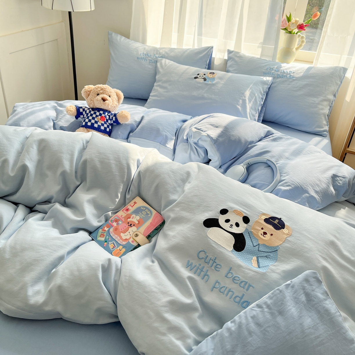 91家纺网 家纺一手货源 找家纺 优承佳生活馆 2026新款软糯云朵棉刺绣三件套四件套单被套小熊系列-系列一 伙伴熊