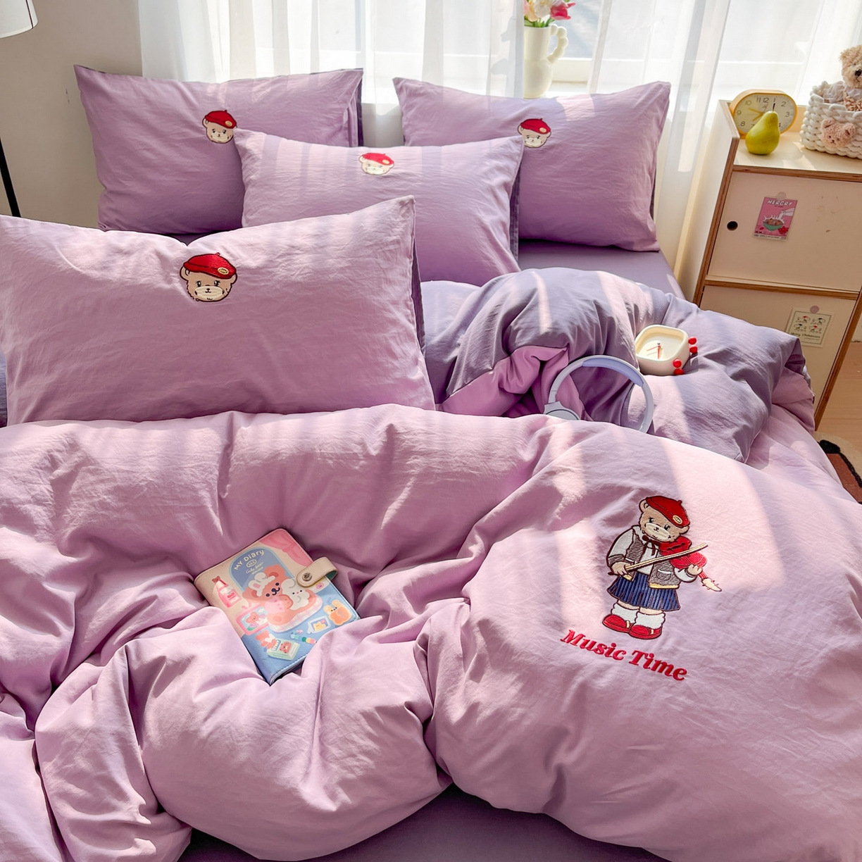 优承佳生活馆 2026新款软糯云朵棉刺绣三件套四件套单被套小熊系列-系列一 绅士熊