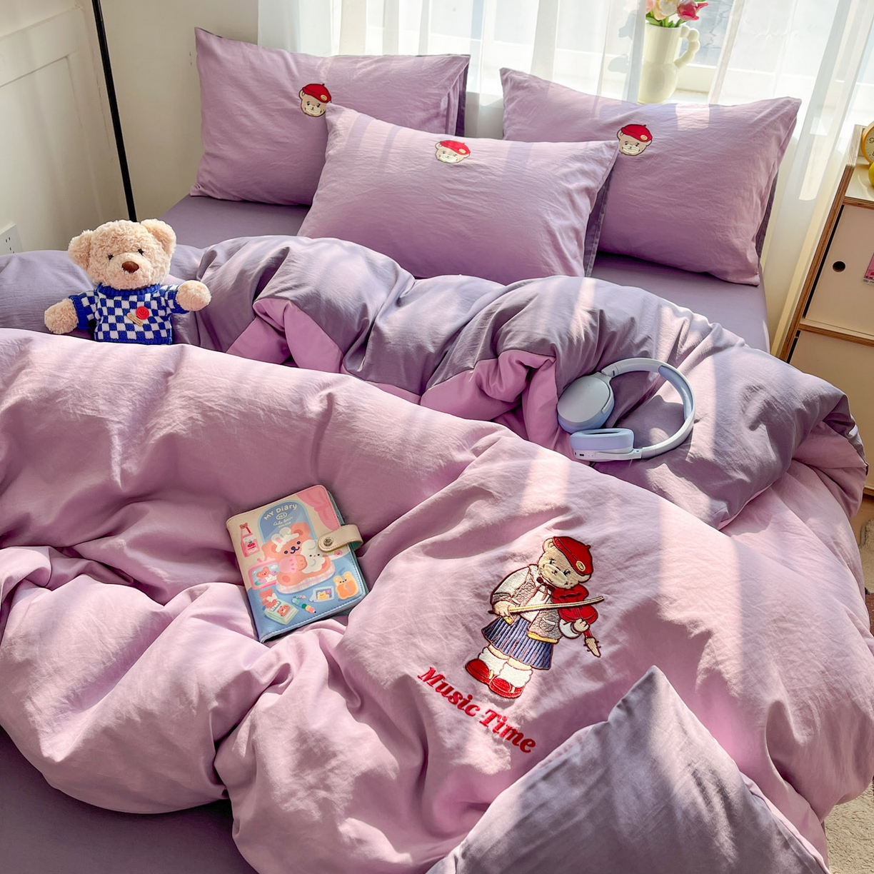 91家纺网 家纺一手货源 找家纺 优承佳生活馆 2026新款软糯云朵棉刺绣三件套四件套单被套小熊系列-系列一 绅士熊