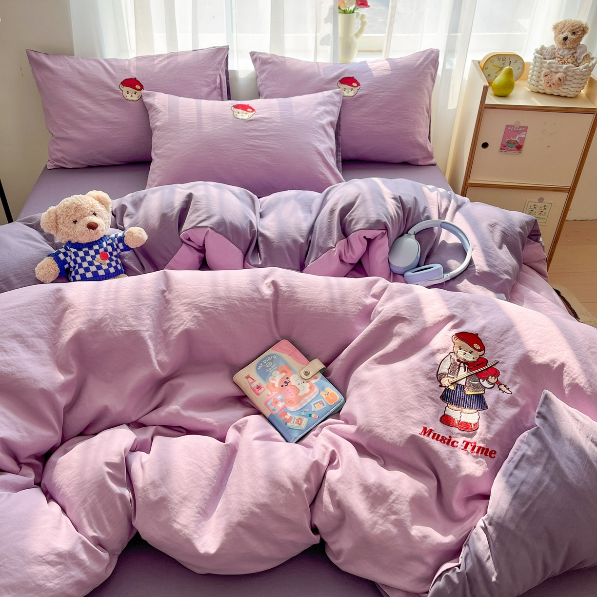 91家纺网 家纺一手货源 找家纺 优承佳生活馆 2026新款软糯云朵棉刺绣三件套四件套单被套小熊系列-系列一 绅士熊