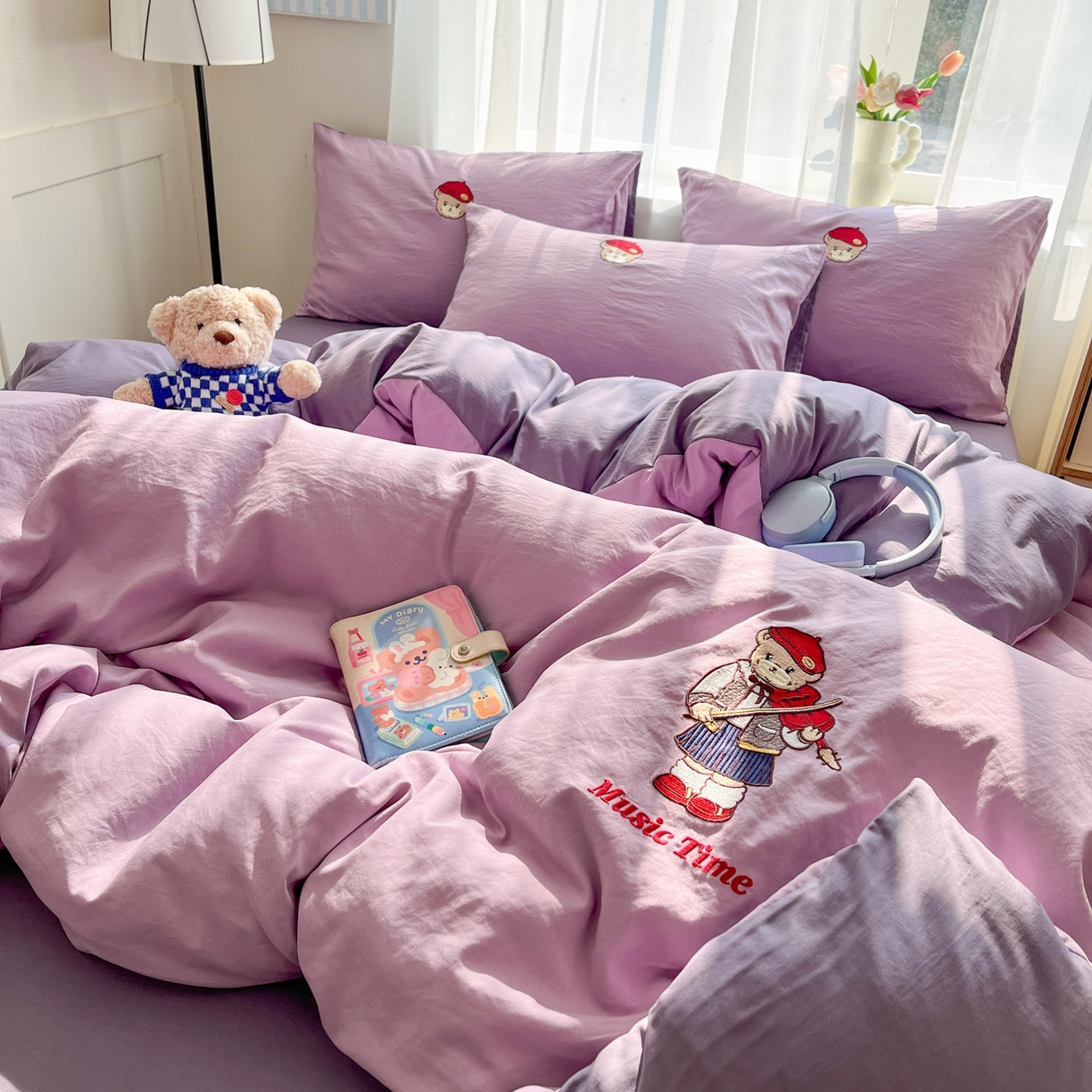 91家纺网 家纺一手货源 找家纺 优承佳生活馆 2026新款软糯云朵棉刺绣三件套四件套单被套小熊系列-系列一 绅士熊