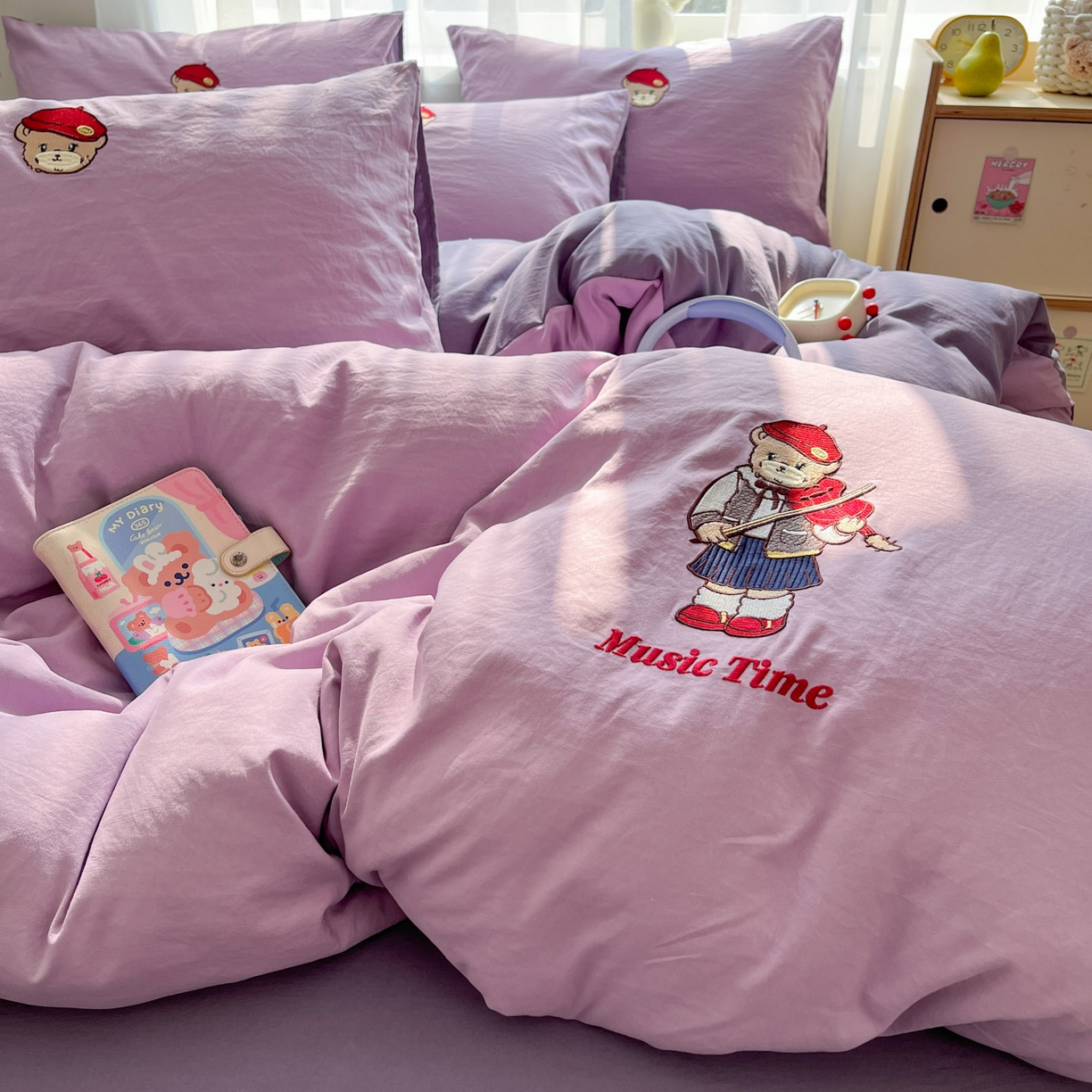 91家纺网 家纺一手货源 找家纺 优承佳生活馆 2026新款软糯云朵棉刺绣三件套四件套单被套小熊系列-系列一 绅士熊