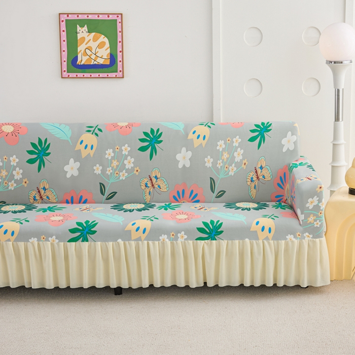 91家纺网 家纺一手货源 找家纺 （总）兴俪韵家纺 2025新款裙边款图案双扶手沙发套