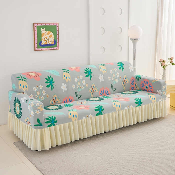 91家纺网 家纺一手货源 找家纺 （总）兴俪韵家纺 2025新款裙边款图案双扶手沙发套