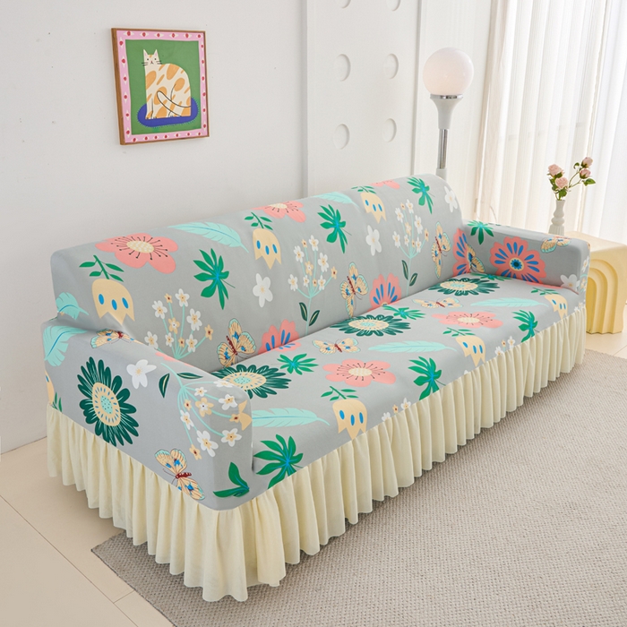 91家纺网 家纺一手货源 找家纺 （总）兴俪韵家纺 2025新款裙边款图案双扶手沙发套