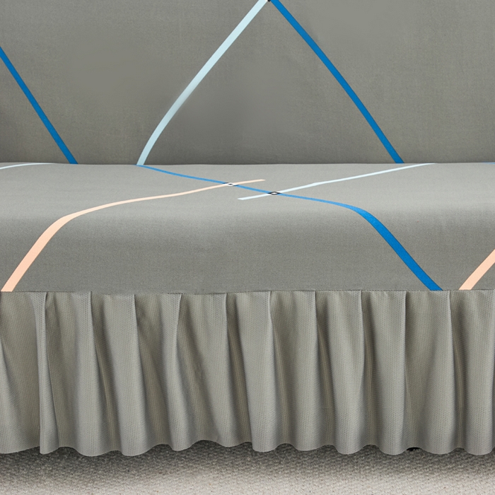 91家纺网 家纺一手货源 找家纺 兴俪韵家纺 2025新款裙边款图案双扶手沙发套 彩线条