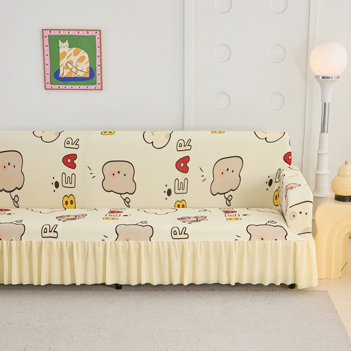 91家纺网 家纺一手货源 找家纺 兴俪韵家纺 2025新款裙边款图案双扶手沙发套 小蝴蝶