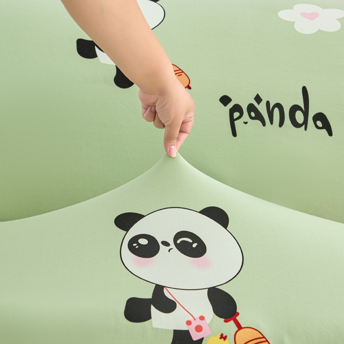 91家纺网 家纺一手货源 找家纺 兴俪韵家纺 2025新款裙边款图案双扶手沙发套 小熊猫