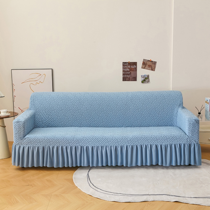 （总）兴俪韵家纺 2025新款裙边款非字格双扶手沙发套