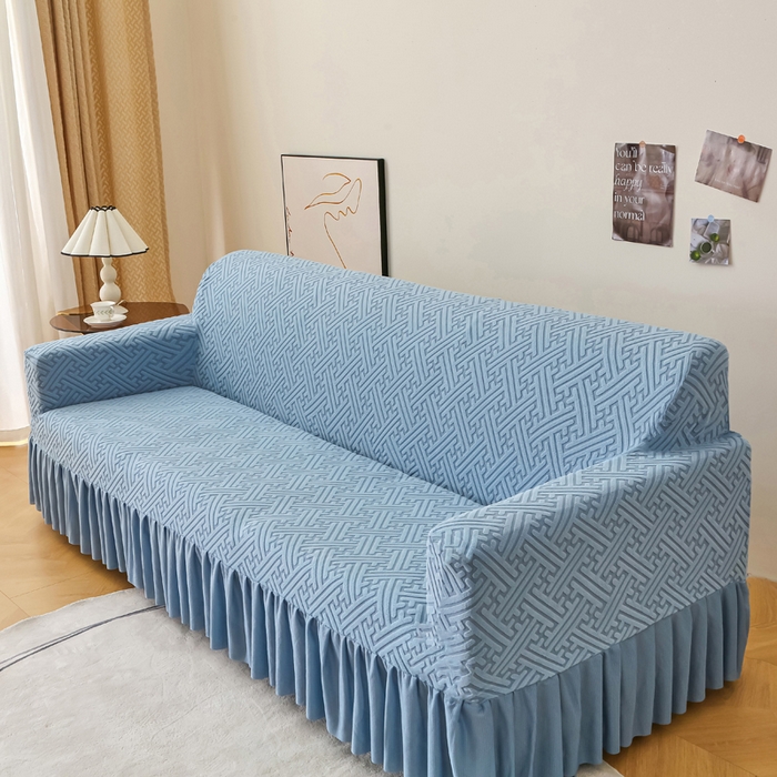 91家纺网 家纺一手货源 找家纺 （总）兴俪韵家纺 2025新款裙边款非字格双扶手沙发套