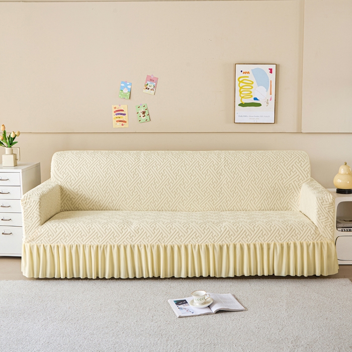 91家纺网 家纺一手货源 找家纺 （总）兴俪韵家纺 2025新款裙边款非字格双扶手沙发套