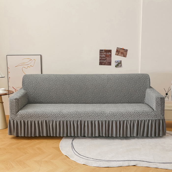 91家纺网 家纺一手货源 找家纺 （总）兴俪韵家纺 2025新款裙边款非字格双扶手沙发套