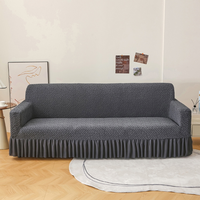 91家纺网 家纺一手货源 找家纺 （总）兴俪韵家纺 2025新款裙边款非字格双扶手沙发套