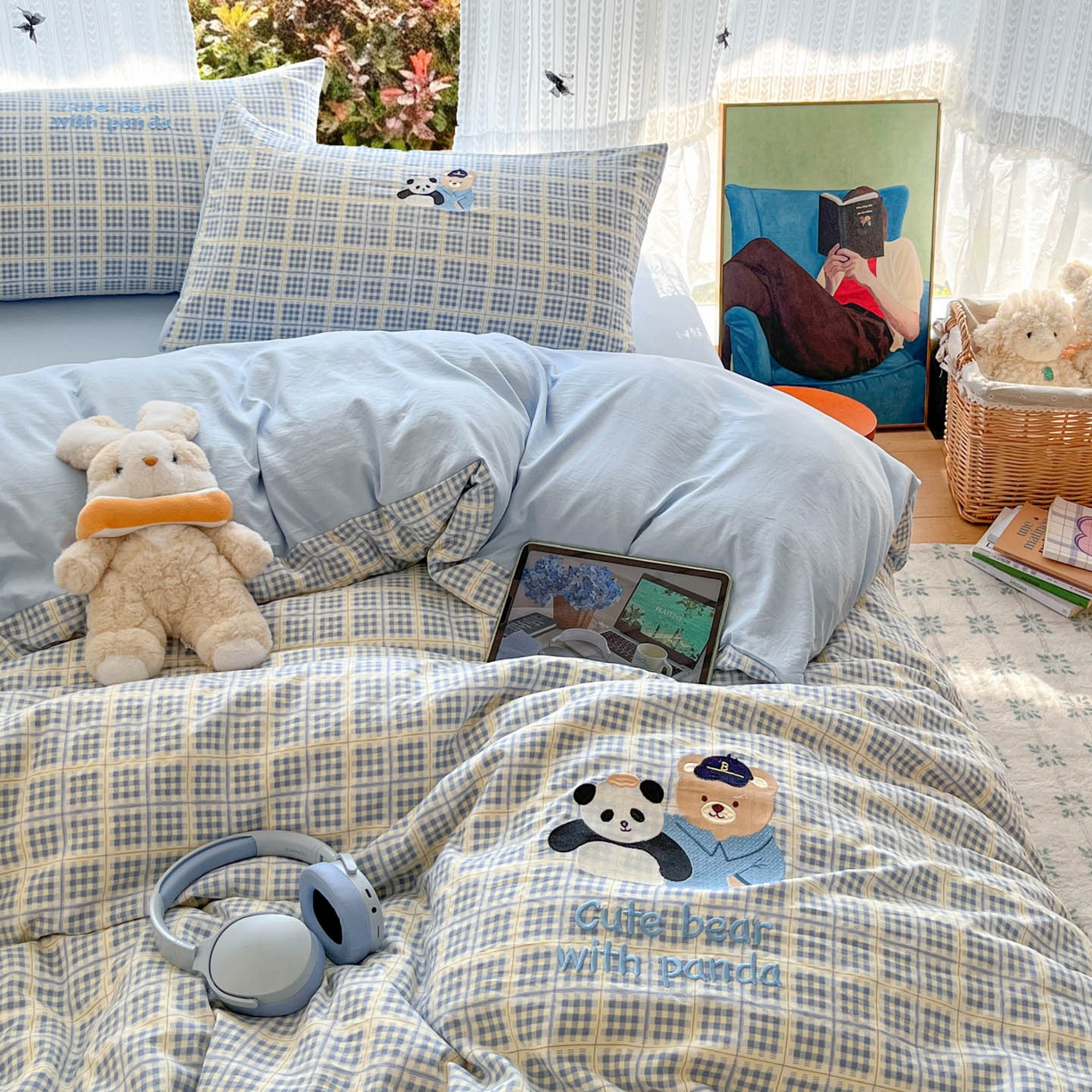 91家纺网 家纺一手货源 找家纺 优承佳生活馆 2026新款软糯云朵棉刺绣三件套四件套单被套小熊系列-系列二 好伙伴