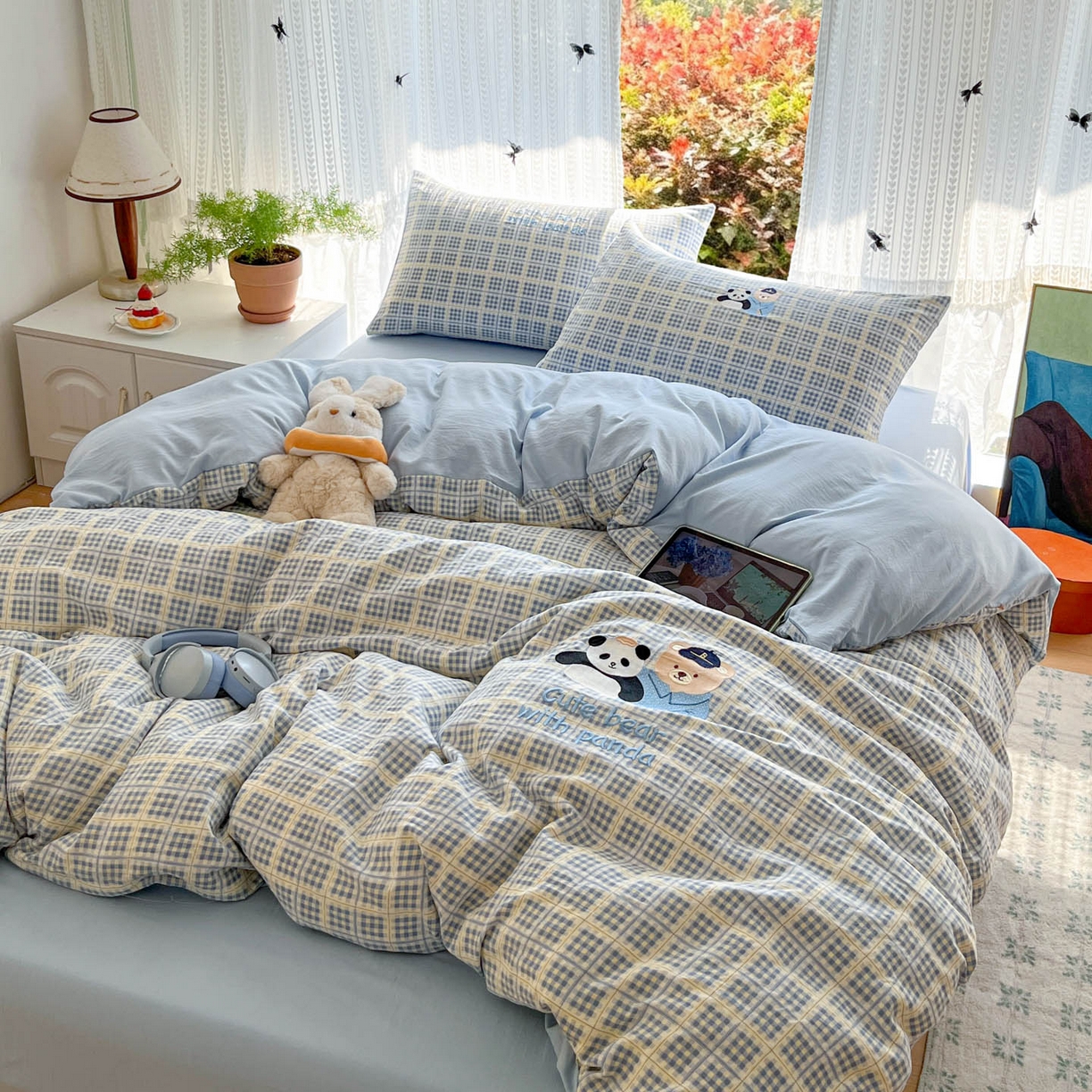 91家纺网 家纺一手货源 找家纺 优承佳生活馆 2026新款软糯云朵棉刺绣三件套四件套单被套小熊系列-系列二 好伙伴