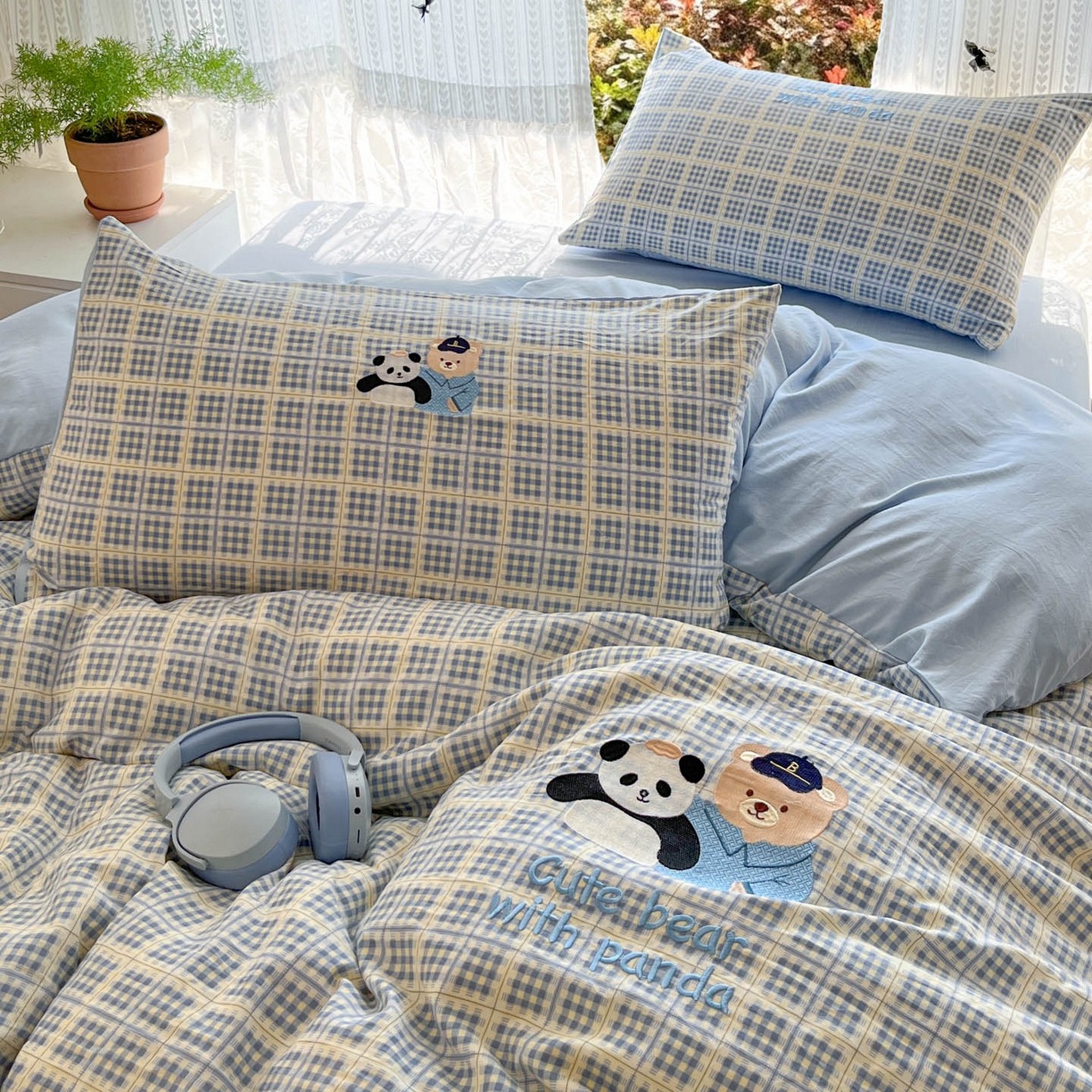 91家纺网 家纺一手货源 找家纺 优承佳生活馆 2026新款软糯云朵棉刺绣三件套四件套单被套小熊系列-系列二 好伙伴