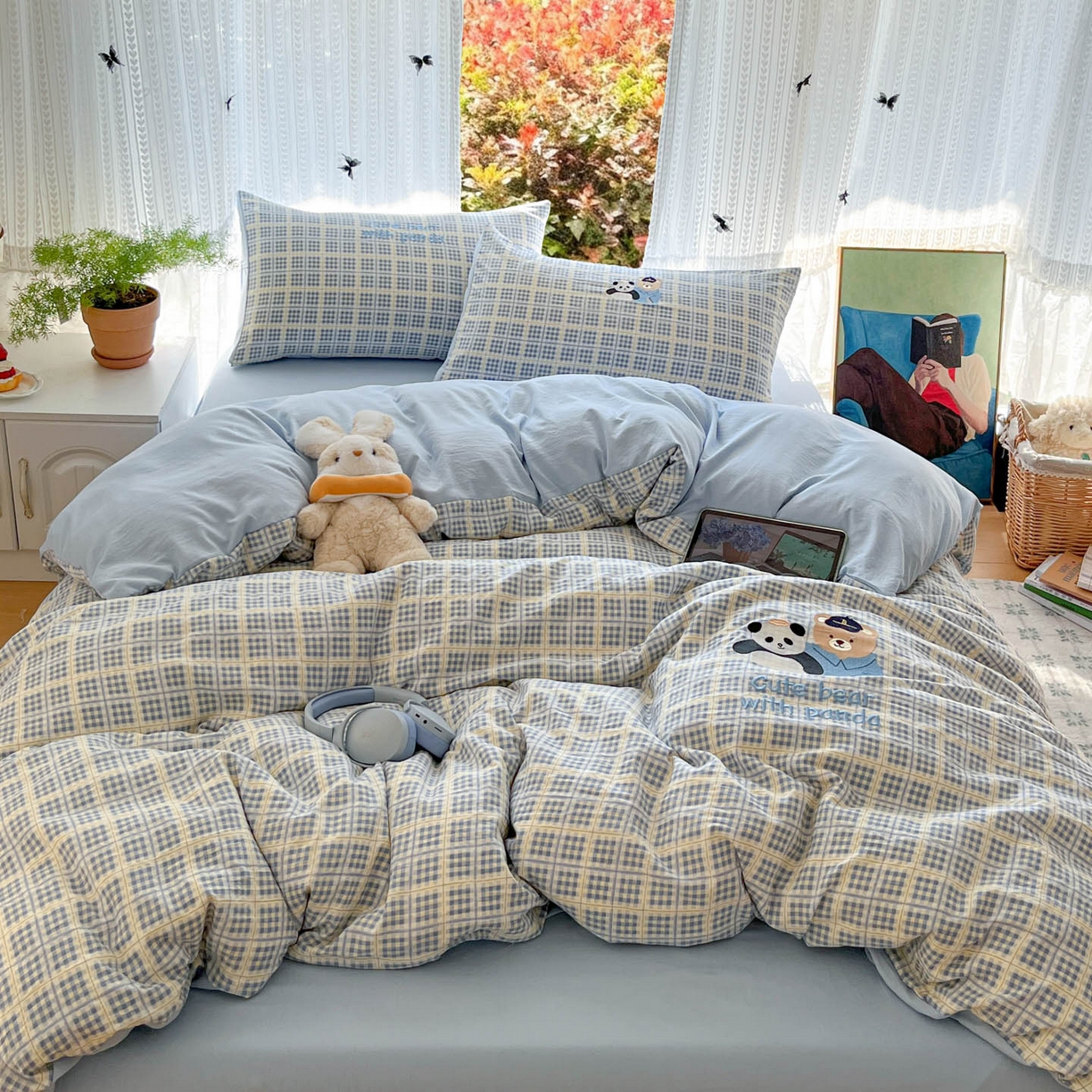 91家纺网 家纺一手货源 找家纺 优承佳生活馆 2026新款软糯云朵棉刺绣三件套四件套单被套小熊系列-系列二 好伙伴