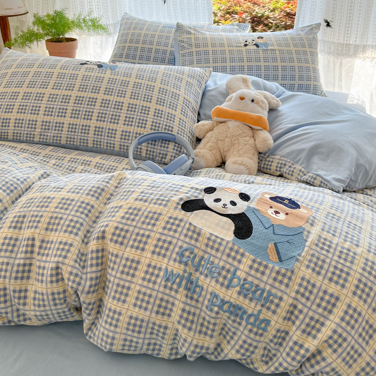 91家纺网 家纺一手货源 找家纺 优承佳生活馆 2026新款软糯云朵棉刺绣三件套四件套单被套小熊系列-系列二 好伙伴