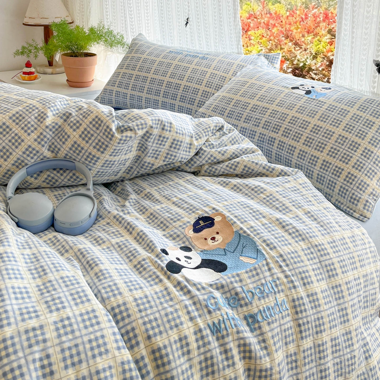 91家纺网 家纺一手货源 找家纺 优承佳生活馆 2026新款软糯云朵棉刺绣三件套四件套单被套小熊系列-系列二 好伙伴