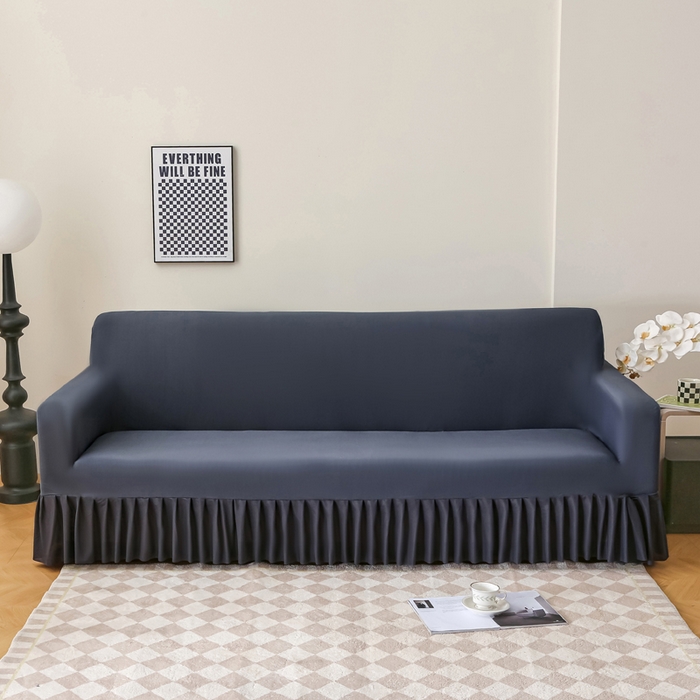 91家纺网 家纺一手货源 找家纺 （总）兴俪韵家纺 2025新款裙边款纯色双扶手提花绒沙发套