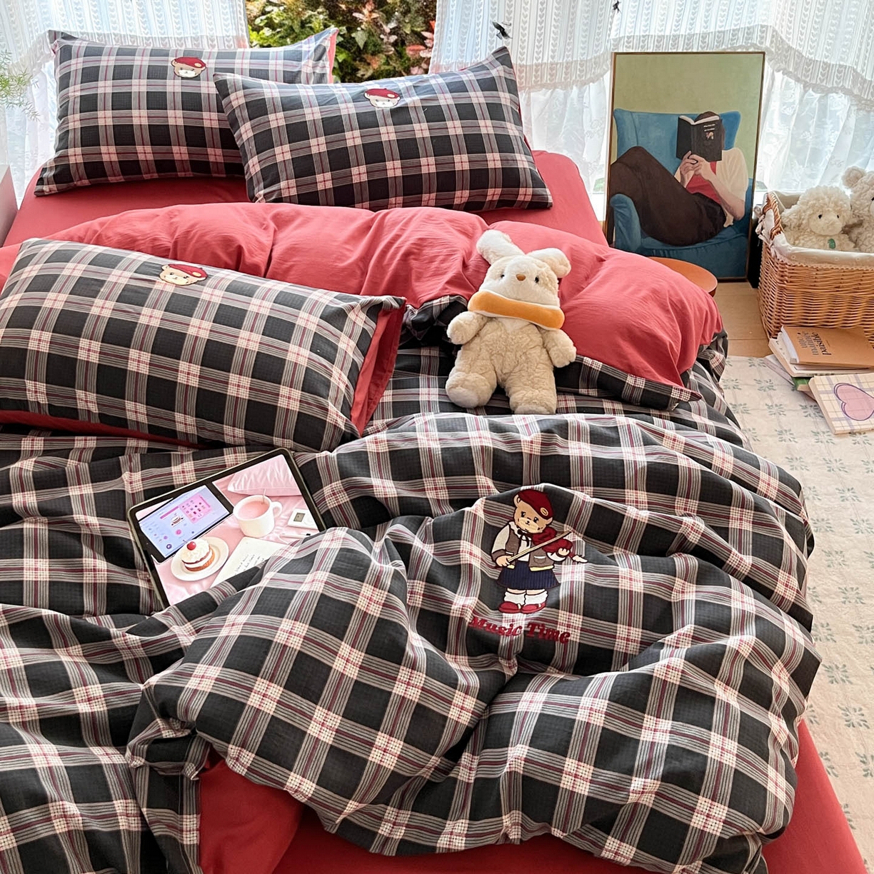 优承佳生活馆 2026新款软糯云朵棉刺绣三件套四件套单被套小熊系列-系列二 小提琴熊