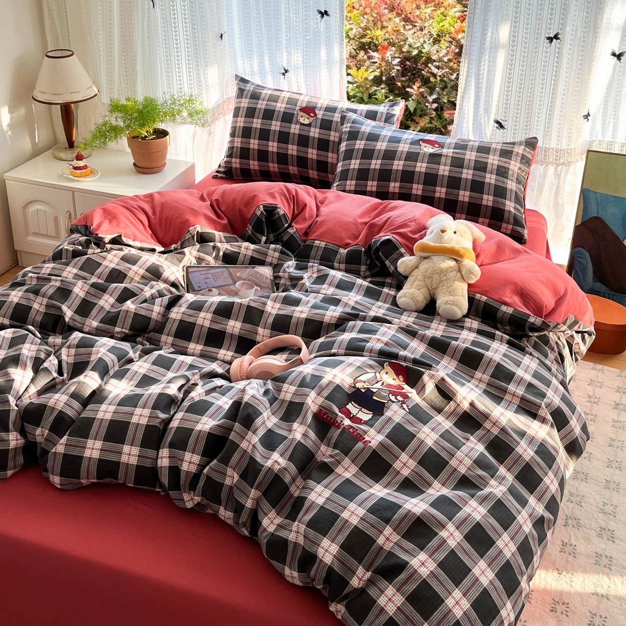 91家纺网 家纺一手货源 找家纺 优承佳生活馆 2026新款软糯云朵棉刺绣三件套四件套单被套小熊系列-系列二 小提琴熊