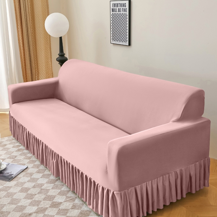 91家纺网 家纺一手货源 找家纺 （总）兴俪韵家纺 2025新款裙边款纯色双扶手提花绒沙发套