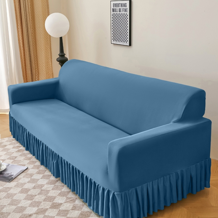 91家纺网 家纺一手货源 找家纺 （总）兴俪韵家纺 2025新款裙边款纯色双扶手提花绒沙发套