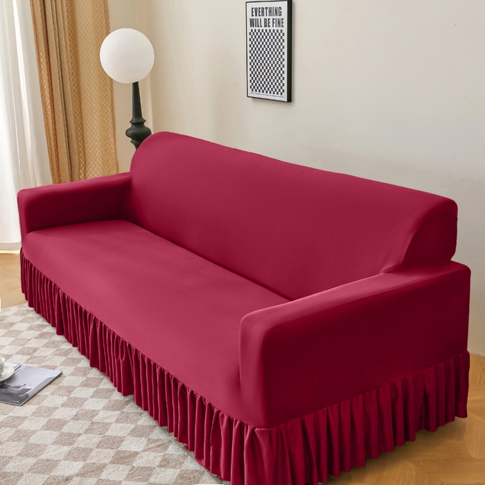 91家纺网 家纺一手货源 找家纺 （总）兴俪韵家纺 2025新款裙边款纯色双扶手提花绒沙发套