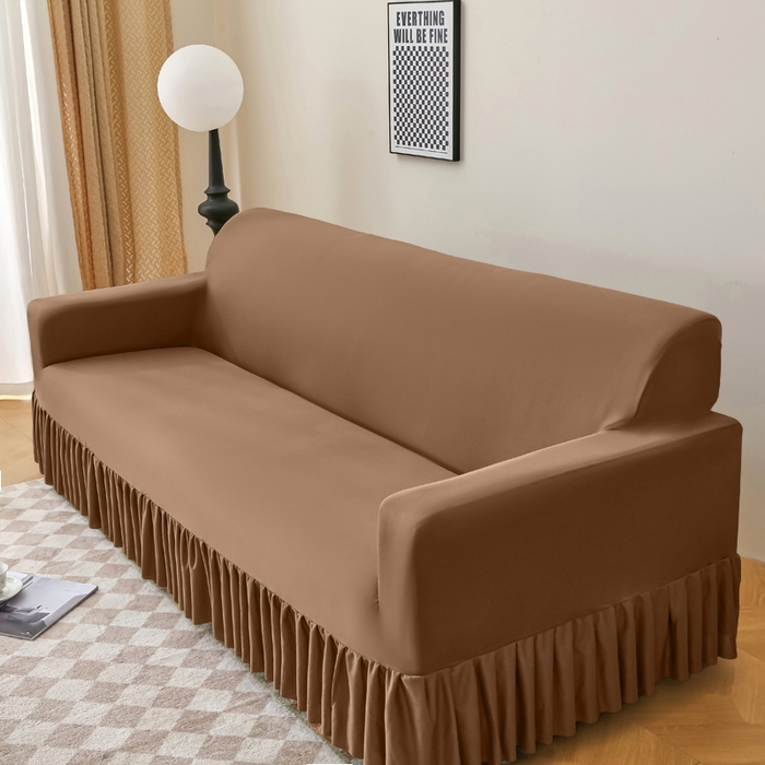 91家纺网 家纺一手货源 找家纺 （总）兴俪韵家纺 2025新款裙边款纯色双扶手提花绒沙发套