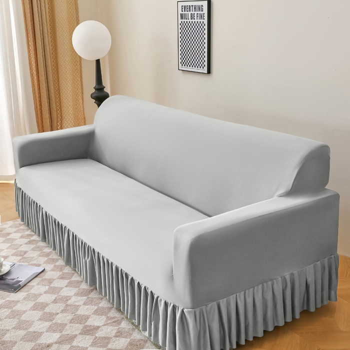 91家纺网 家纺一手货源 找家纺 （总）兴俪韵家纺 2025新款裙边款纯色双扶手提花绒沙发套