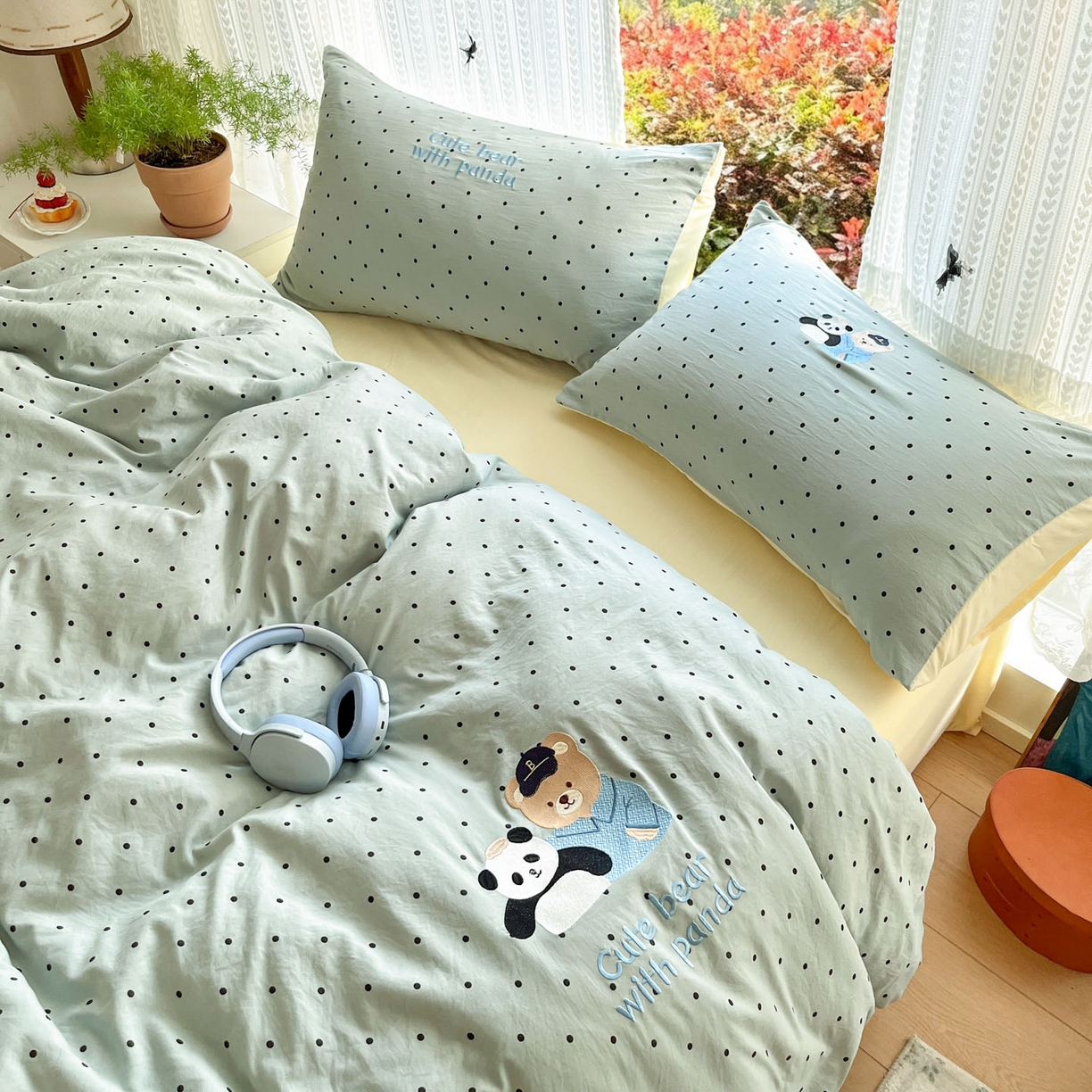 91家纺网 家纺一手货源 找家纺 优承佳生活馆 2026新款软糯云朵棉刺绣三件套四件套单被套小熊系列-系列二 熊猫与熊