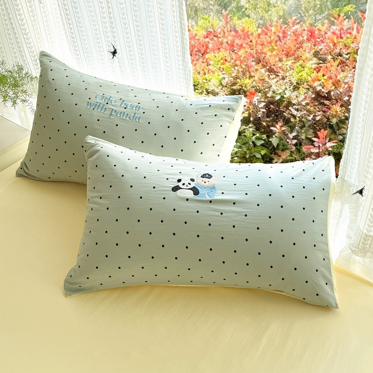 91家纺网 家纺一手货源 找家纺 优承佳生活馆 2026新款软糯云朵棉刺绣三件套四件套单被套小熊系列-系列二 熊猫与熊