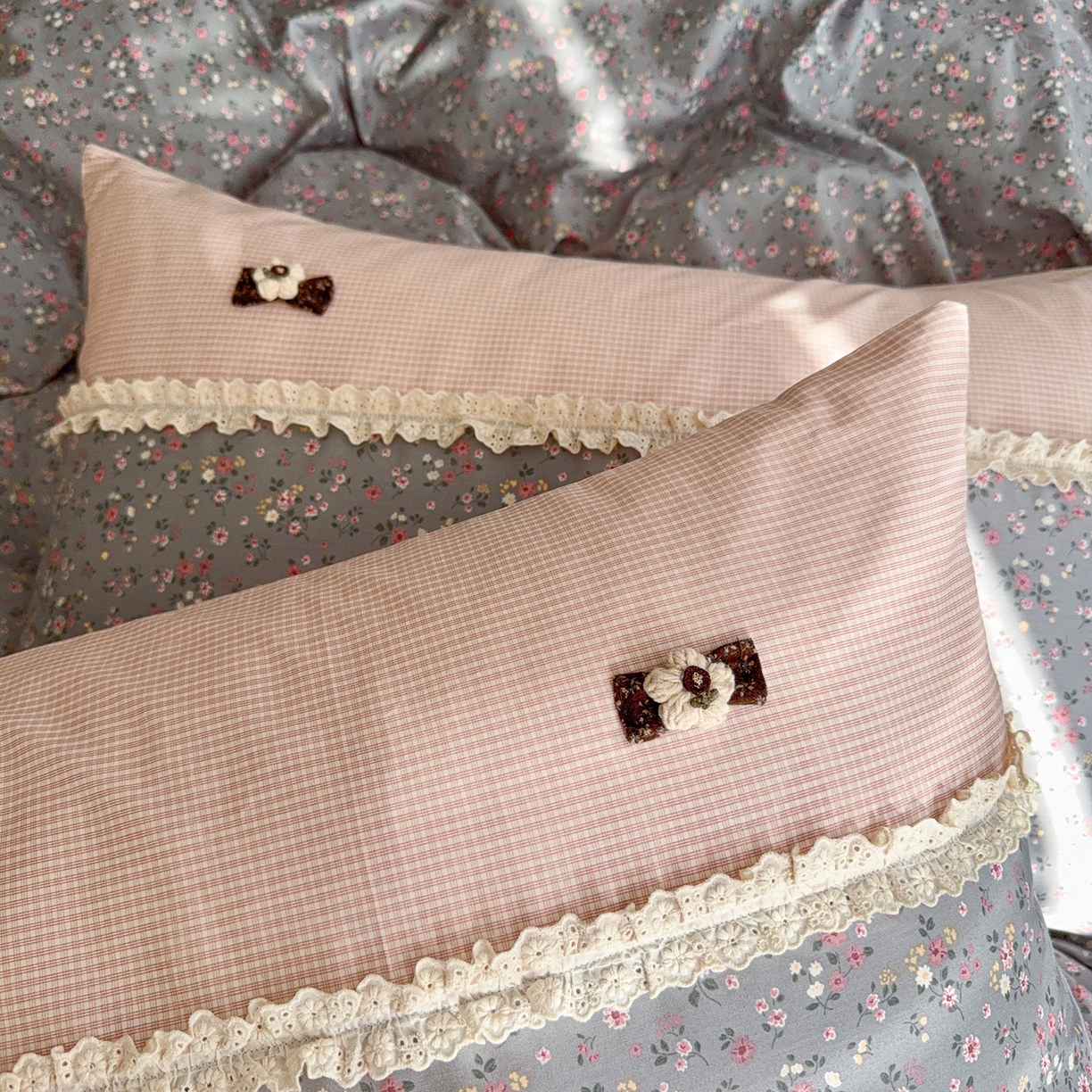 91家纺网 家纺一手货源 找家纺 安莱生活 2026年新品全棉纯棉小碎花刺绣花边款四件套-小碎花系列 泡芙花园